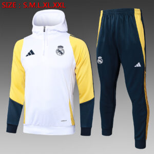 Real Madrid Tracksuit 25/26 – Official Adidas Training Set (White / Yellow / Black Edition)